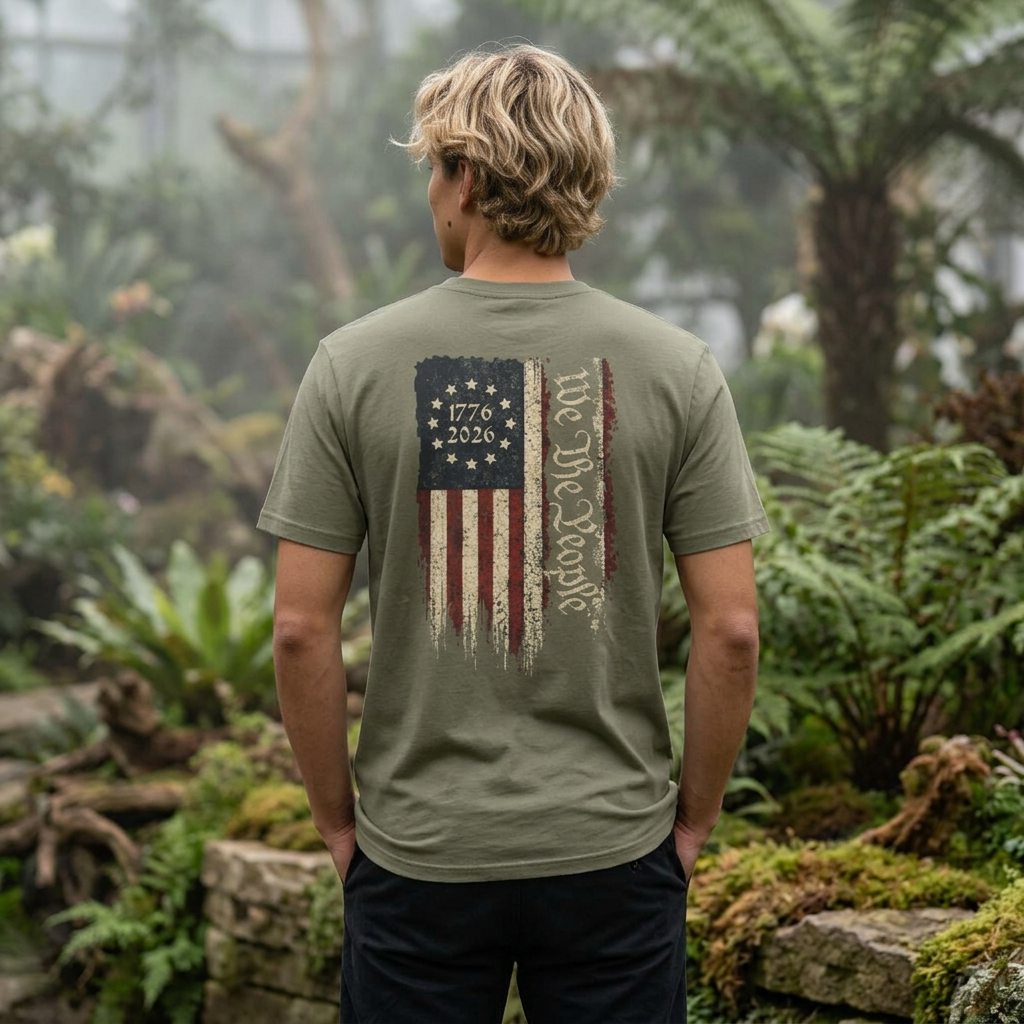 America 250 Double Sided Shirt 1776-2026 | We The People Patriotic USA Flag Tee Back Print Shirt