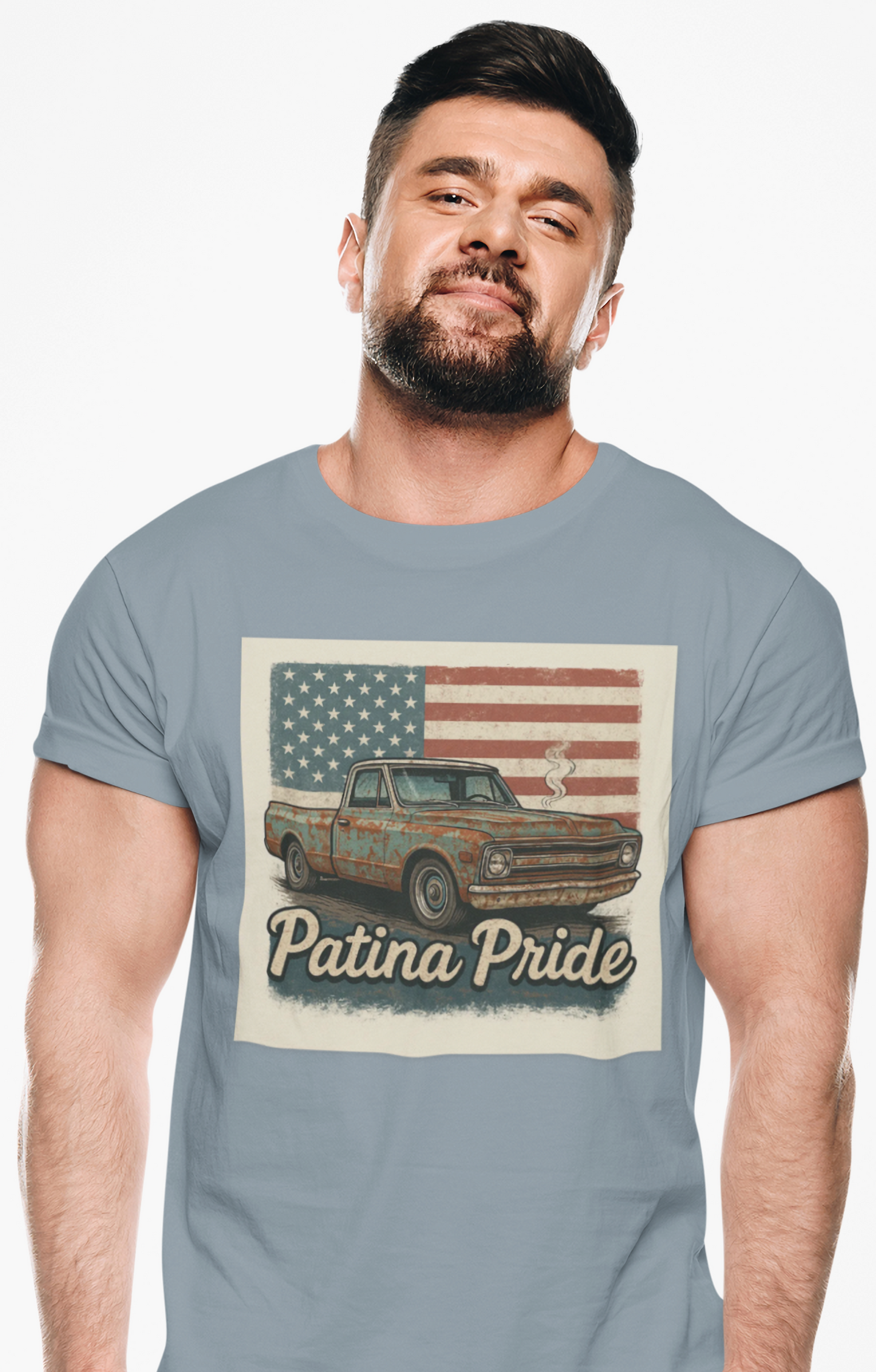 Patina Pride Vintage Truck Shirt | Classic Pickup American Flag Graphic Tee