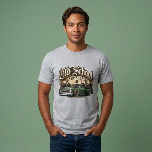 Old School Forever Classic Pickup Truck Shirt | Vintage Lowered Truck Graphic Tee