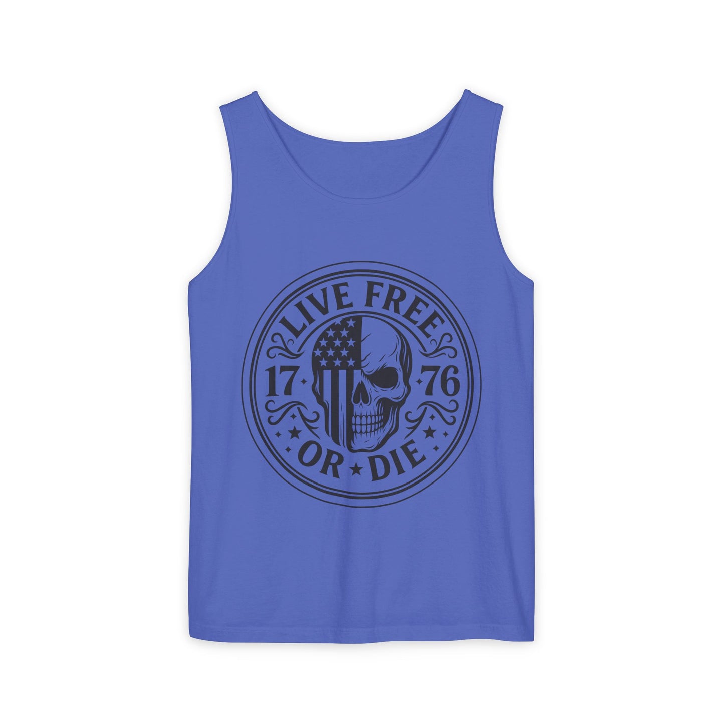 Live Free or Die Patriotic Skull Tank Top | 1776 American Freedom Shirt