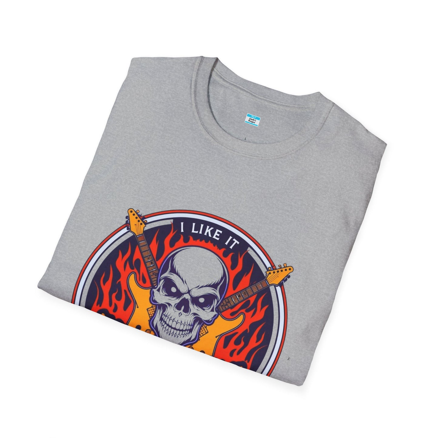 I Like It Heavy T-Shirt – Skull, Flames & Guitars Heavy Metal Rock Tee