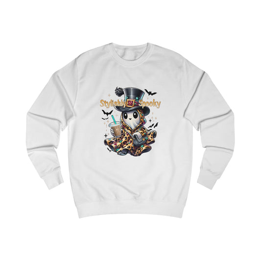 Stylishly Spooky Leopard Ghost Sweatshirt – Cozy Fall Halloween Pullover