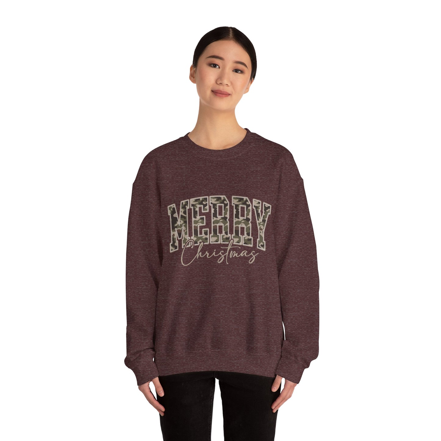 Merry Christmas Camo Sweatshirt – Cozy Holiday Pullover for Men & Women