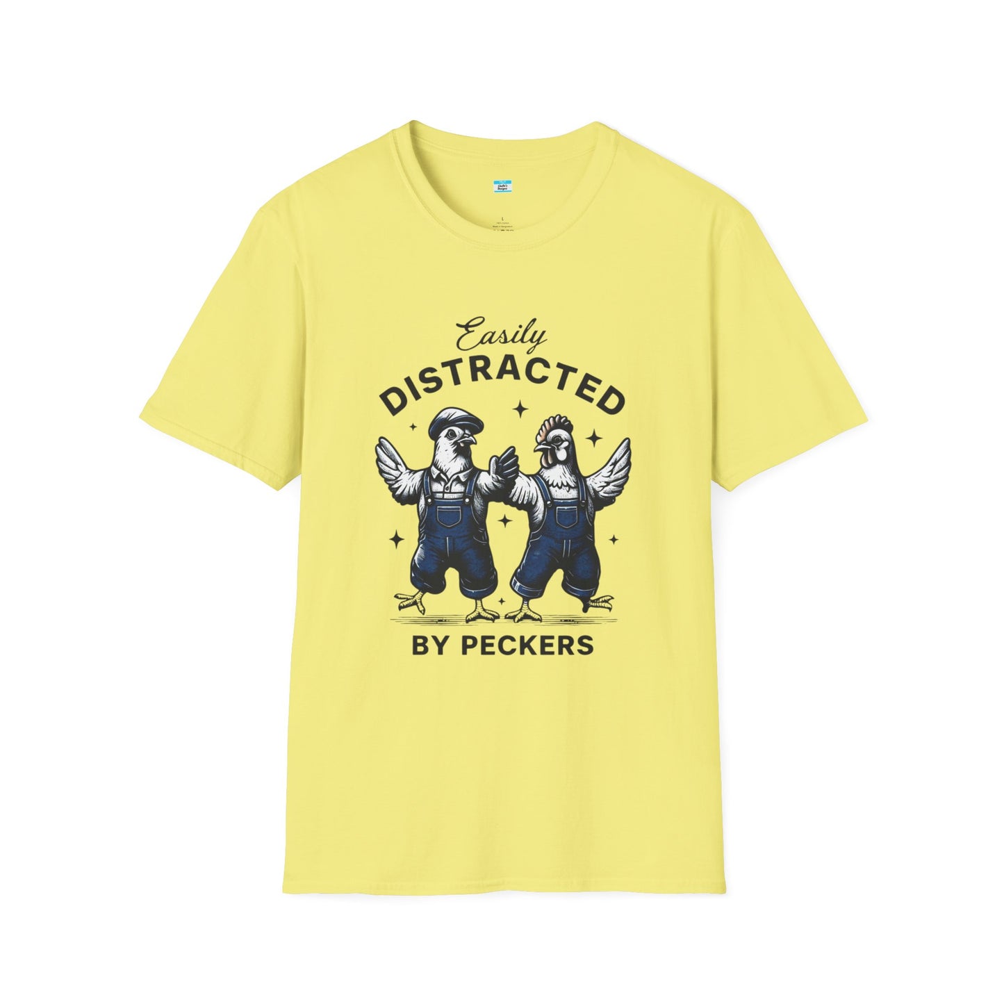 Easily Distracted by Peckers T-Shirt – Funny Chicken Graphic Tee, Farm Animal Humor Shirt