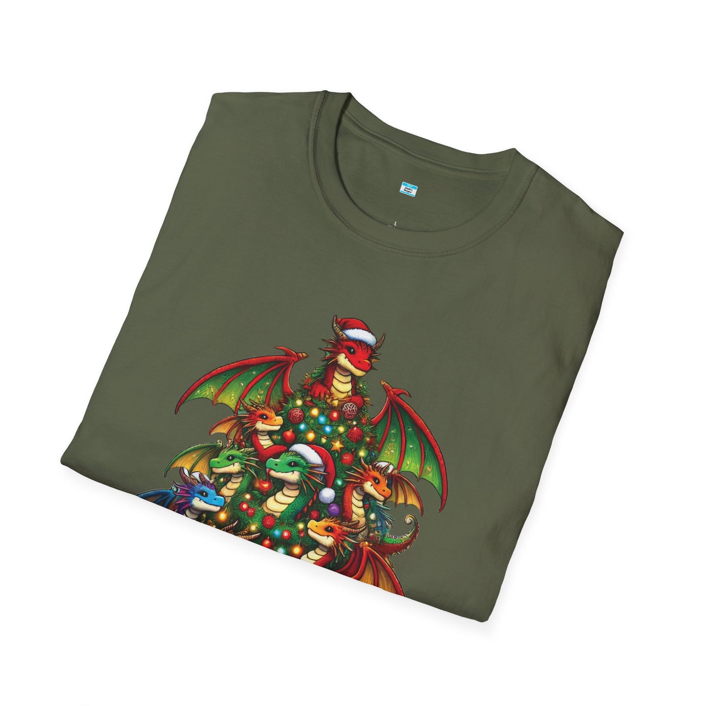 Christmas Dragon Tree Shirt – Fun Fantasy Holiday Tee for Teens & Adults