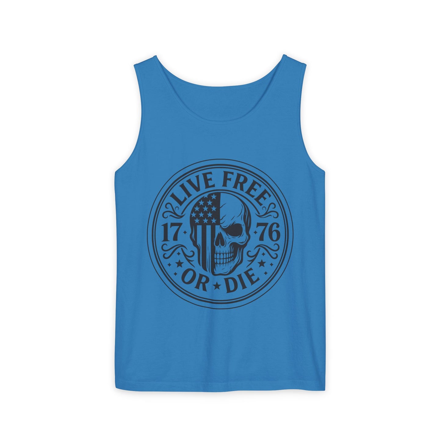 Live Free or Die Patriotic Skull Tank Top | 1776 American Freedom Shirt