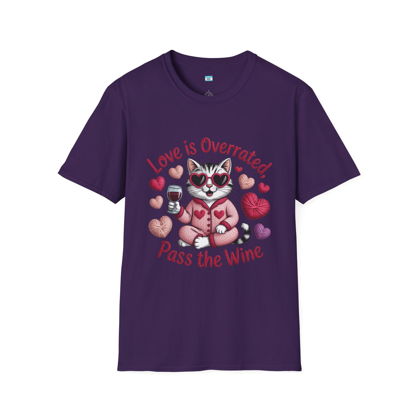 Love Is Overrated Pass the Wine Cat Graphic Tee