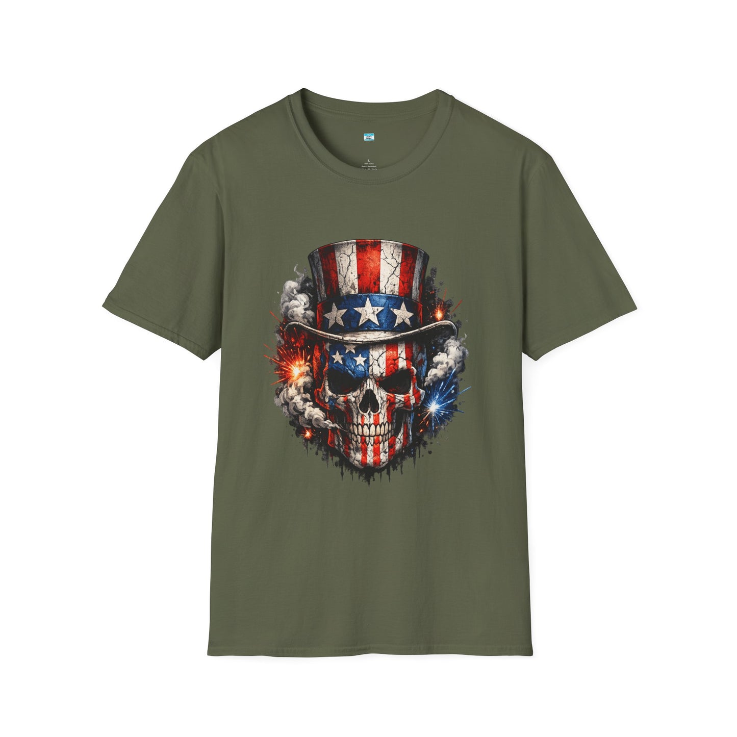Patriotic Skull Shirt with Uncle Sam Hat | American Flag 4th of July Graphic Tee