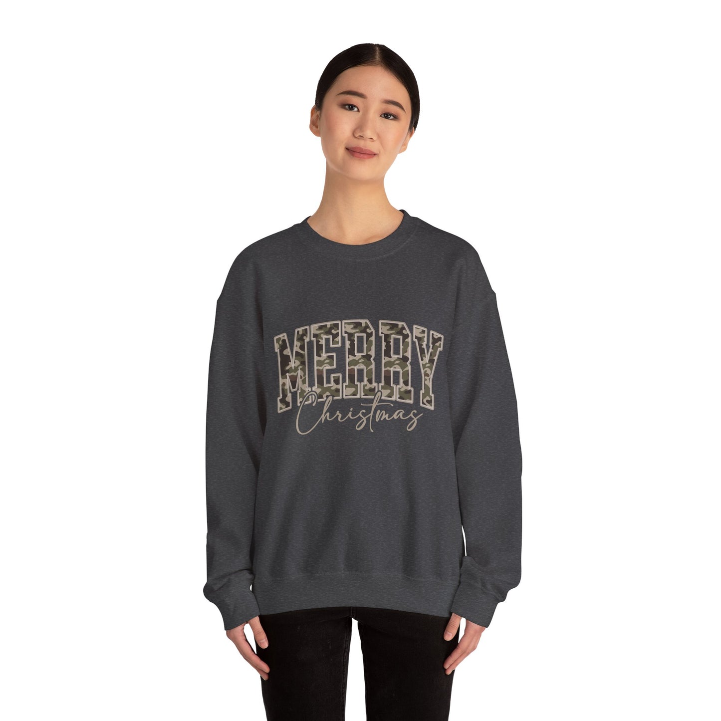 Merry Christmas Camo Sweatshirt – Cozy Holiday Pullover for Men & Women