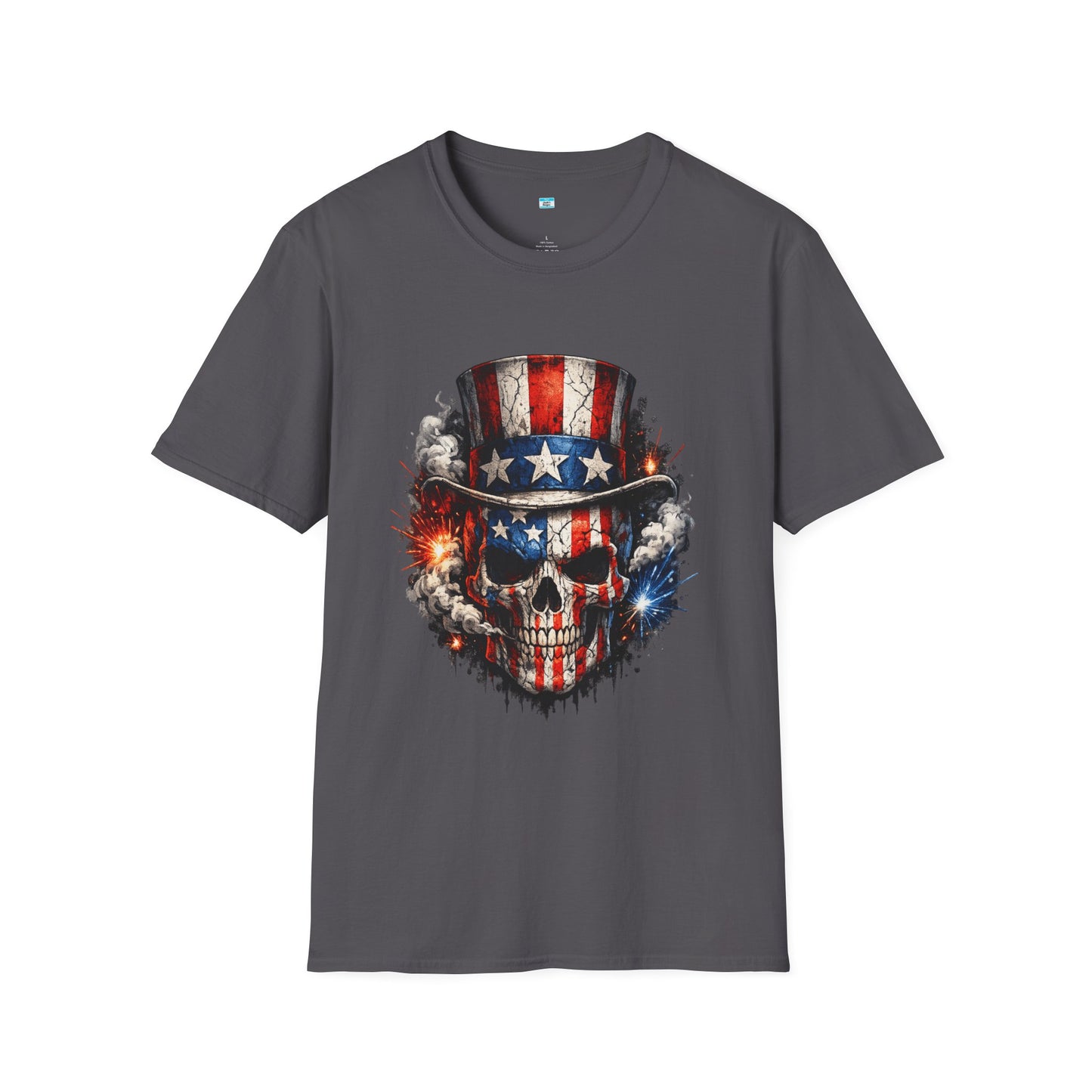 Patriotic Skull Shirt with Uncle Sam Hat | American Flag 4th of July Graphic Tee