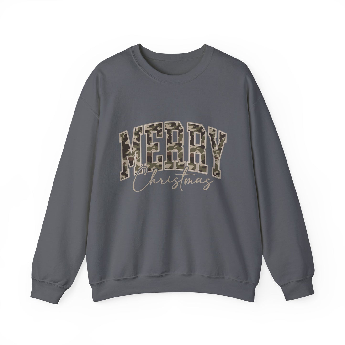 Merry Christmas Camo Sweatshirt – Cozy Holiday Pullover for Men & Women