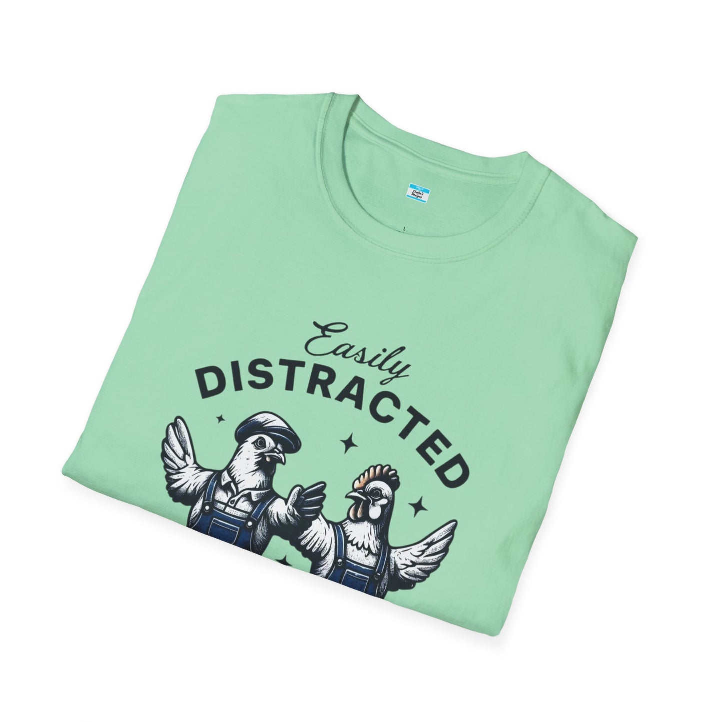 Easily Distracted by Peckers T-Shirt – Funny Chicken Graphic Tee, Farm Animal Humor Shirt