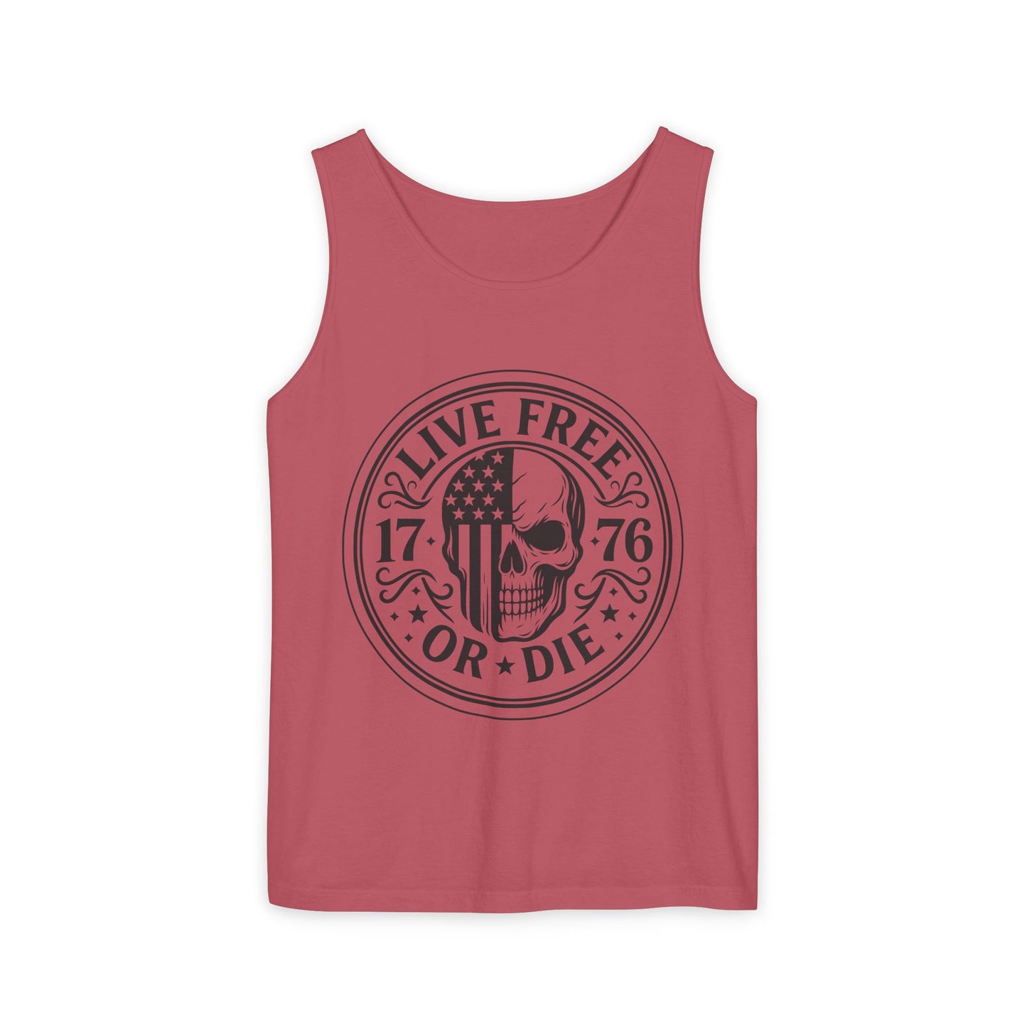 Live Free or Die Patriotic Skull Tank Top | 1776 American Freedom Shirt