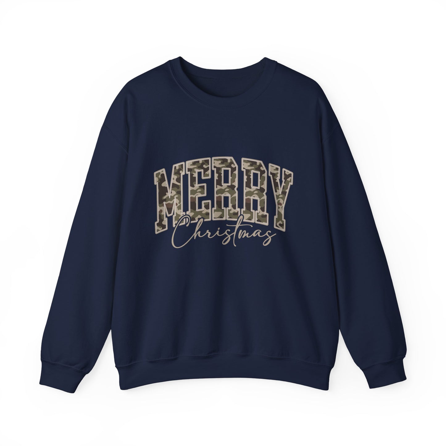 Merry Christmas Camo Sweatshirt – Cozy Holiday Pullover for Men & Women