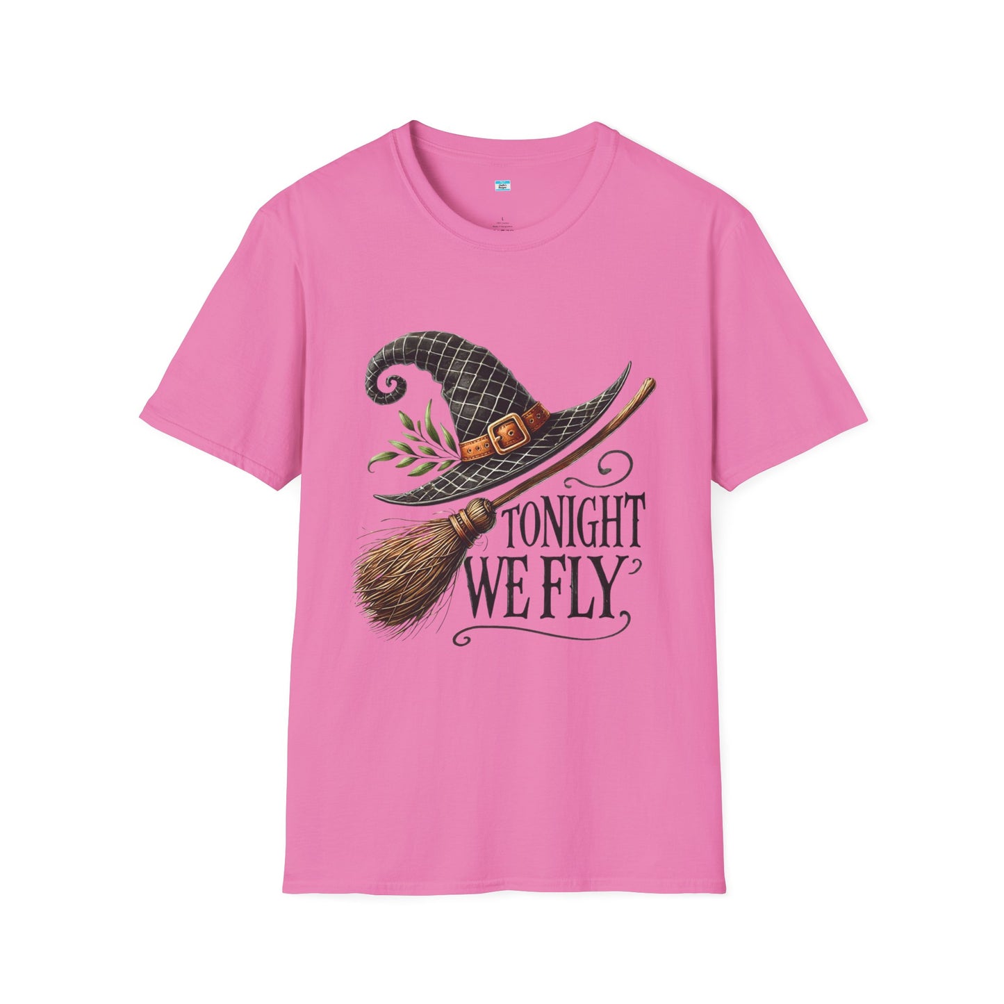 Tonight We Fly T-Shirt – Witch Hat and Broom Graphic Tee, Halloween Witchy Shirt