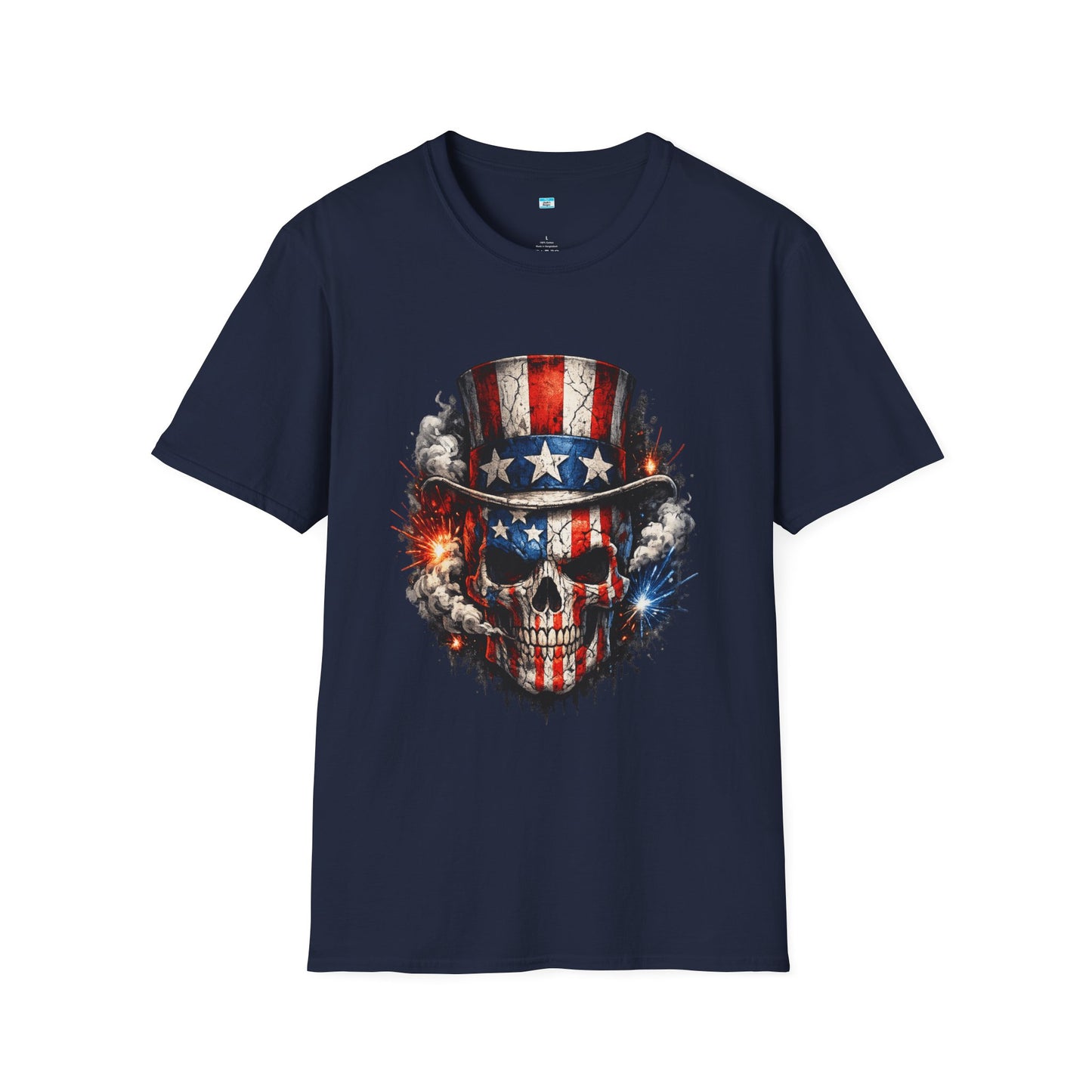 Patriotic Skull Shirt with Uncle Sam Hat | American Flag 4th of July Graphic Tee