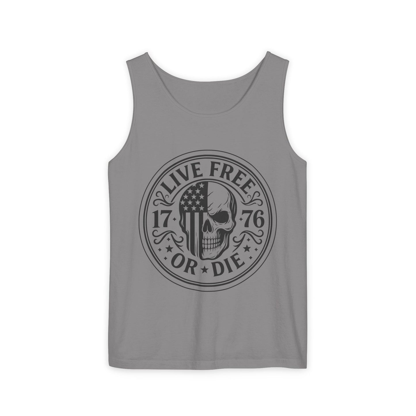 Live Free or Die Patriotic Skull Tank Top | 1776 American Freedom Shirt