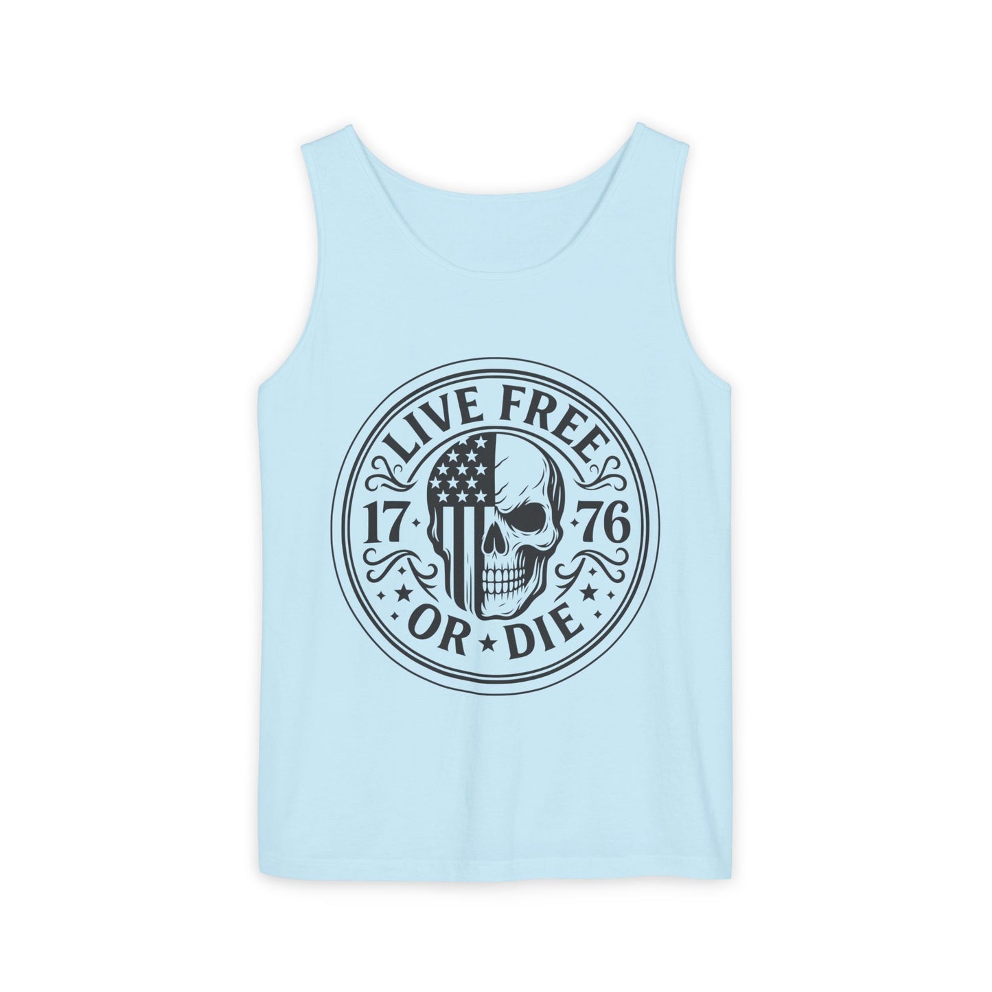 Live Free or Die Patriotic Skull Tank Top | 1776 American Freedom Shirt
