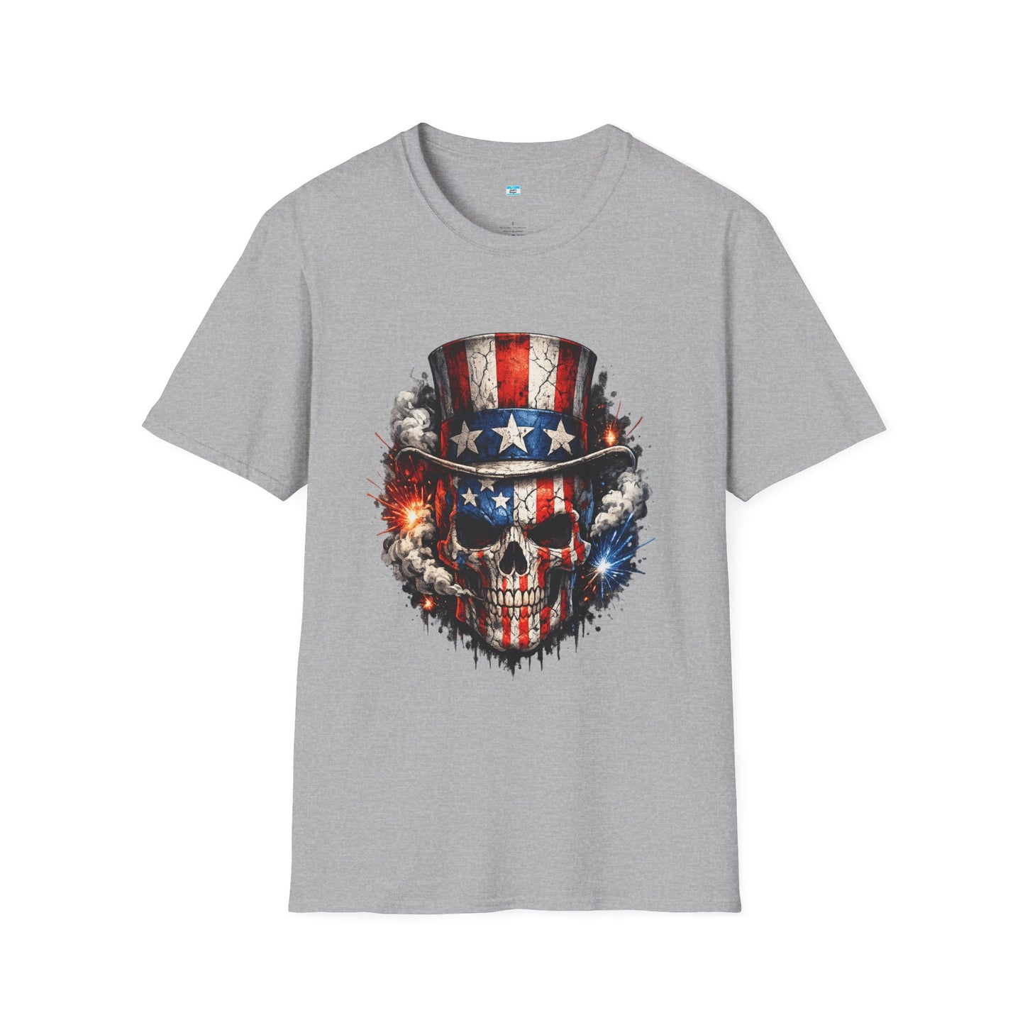 Patriotic Skull Shirt with Uncle Sam Hat | American Flag 4th of July Graphic Tee