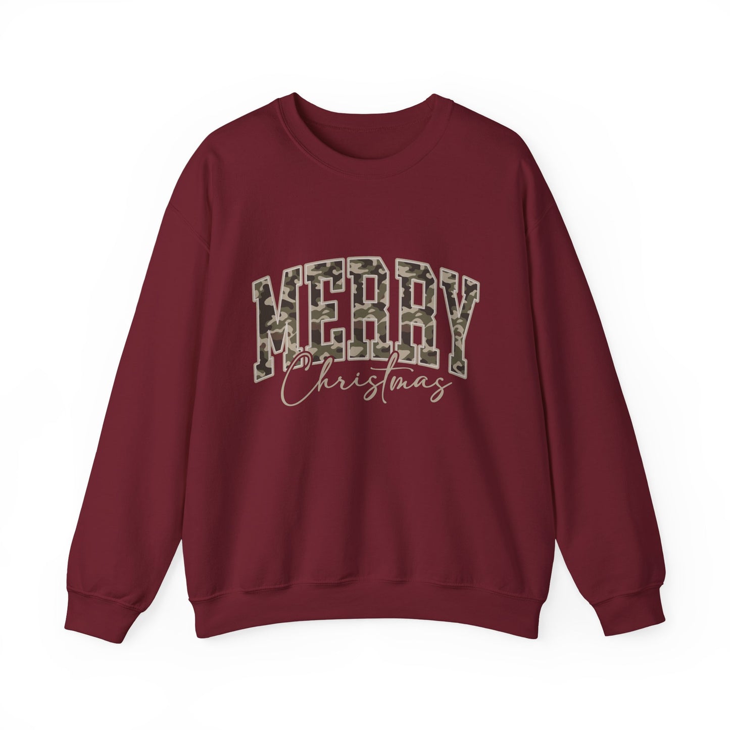 Merry Christmas Camo Sweatshirt – Cozy Holiday Pullover for Men & Women