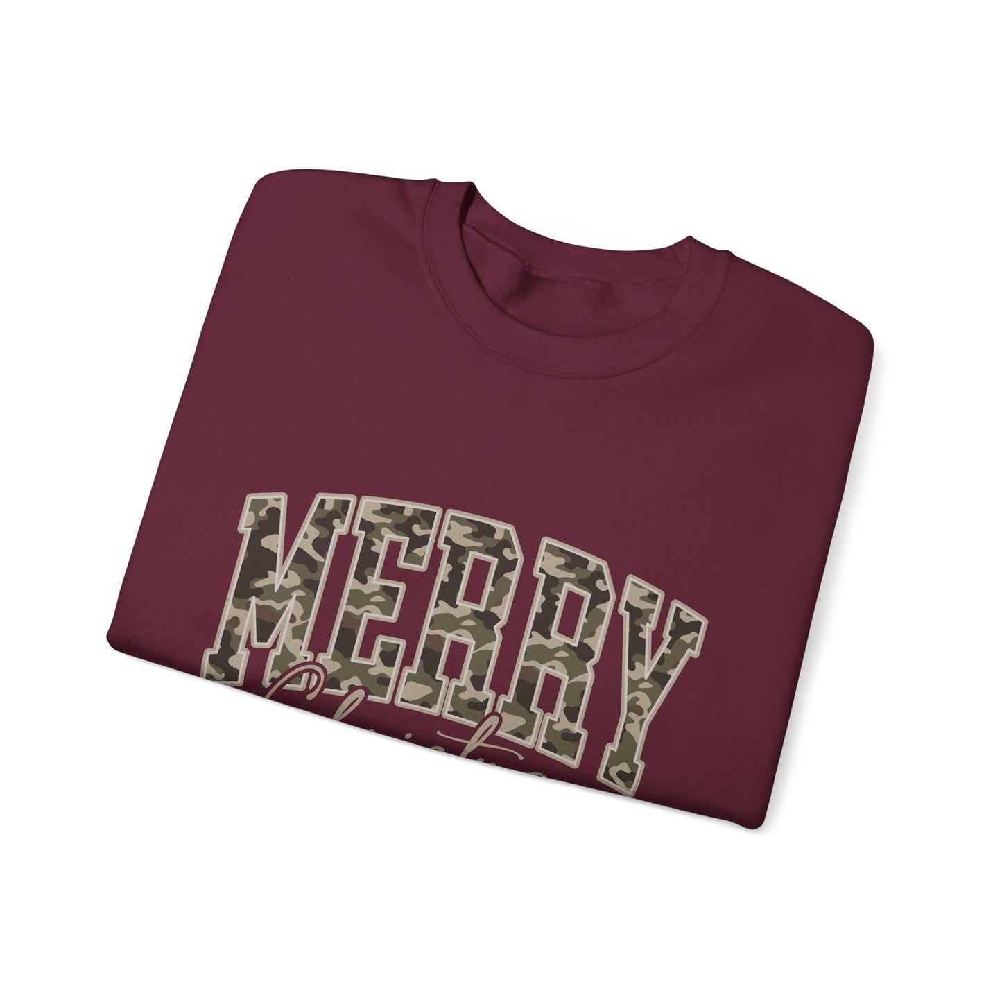 Merry Christmas Camo Sweatshirt – Cozy Holiday Pullover for Men & Women