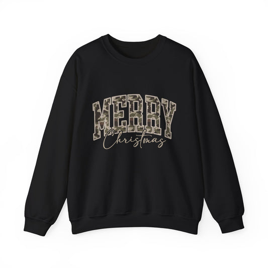 Merry Christmas Camo Sweatshirt – Cozy Holiday Pullover for Men & Women
