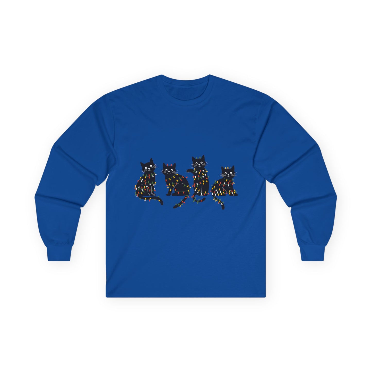 Black Cats with Christmas Lights Shirt – Funny Holiday Cat Lover Tee