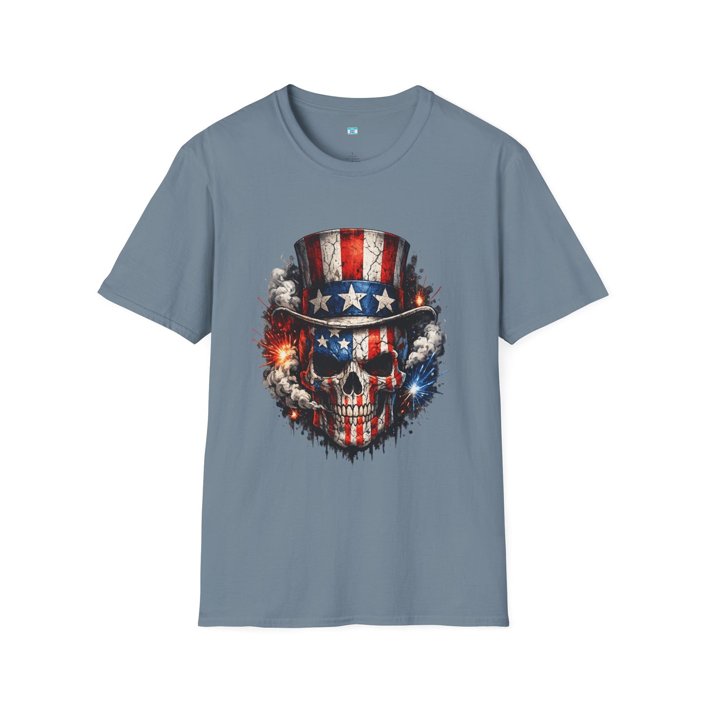 Patriotic Skull Shirt with Uncle Sam Hat | American Flag 4th of July Graphic Tee