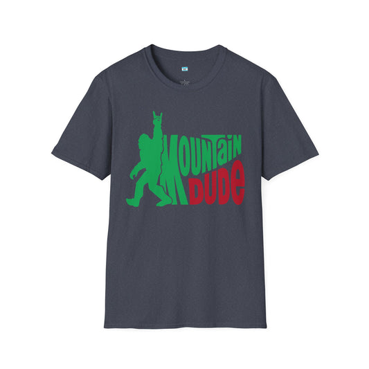 Mountain Dude Unisex Softstyle T-Shirt | Fun Vintage Graphic Tee, Cool Gift for Outdoors Lovers, Great for Casual Wear, Hiking, Festivals