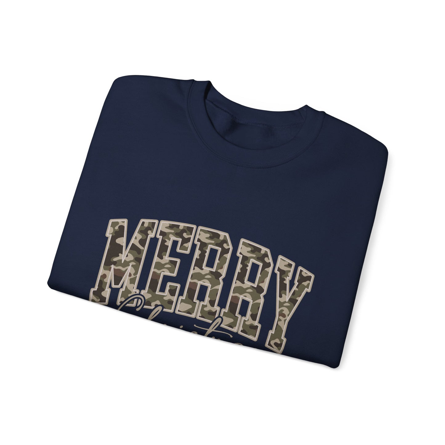 Merry Christmas Camo Sweatshirt – Cozy Holiday Pullover for Men & Women