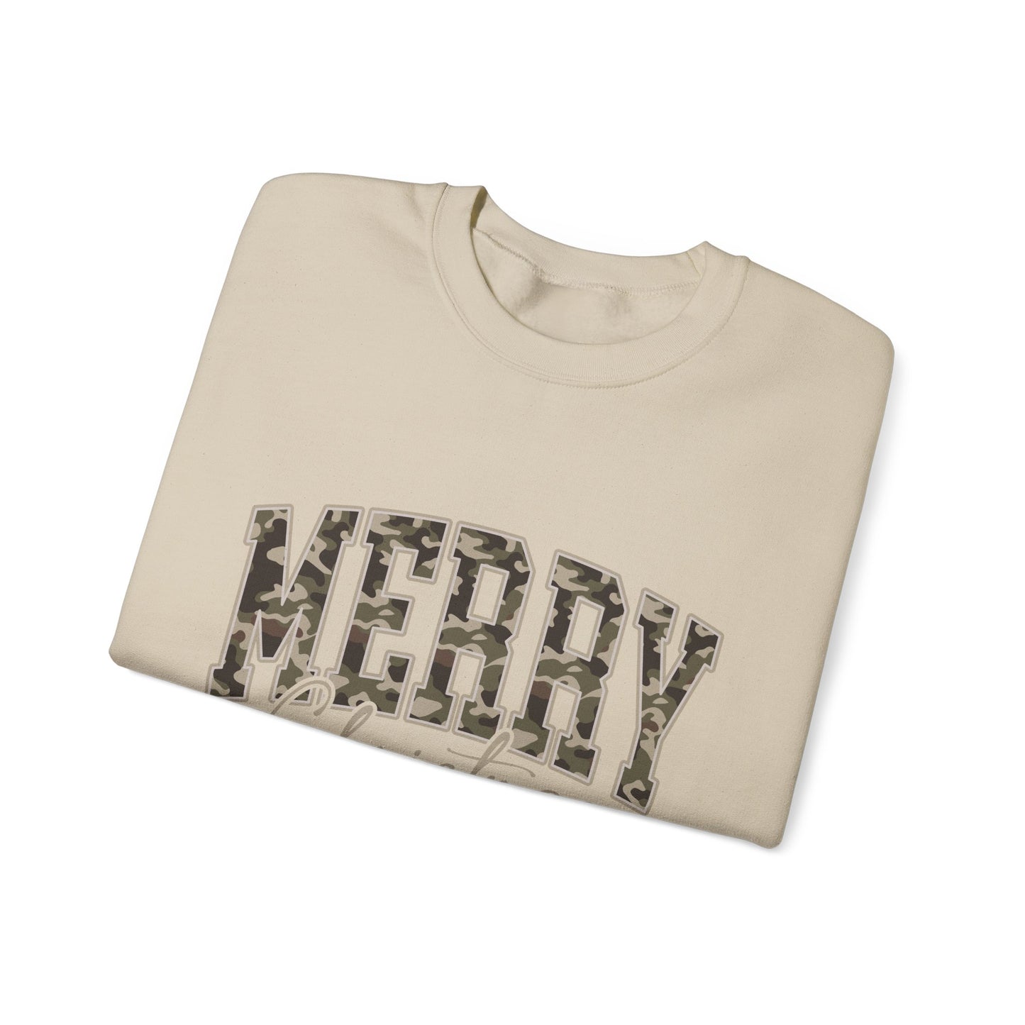 Merry Christmas Camo Sweatshirt – Cozy Holiday Pullover for Men & Women