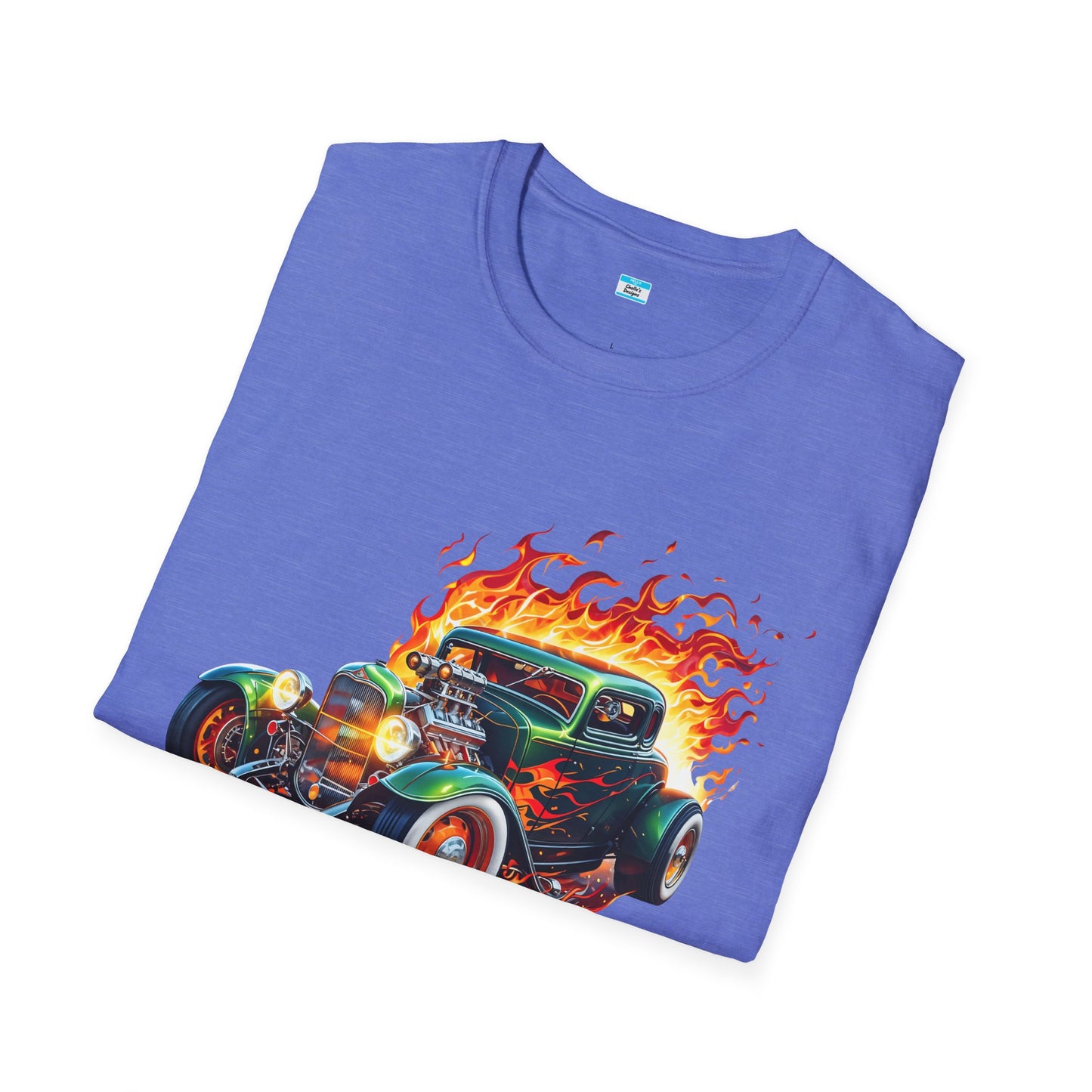 Hot Rod Flaming Car “Warning: Runs Hot!” Unisex Tee