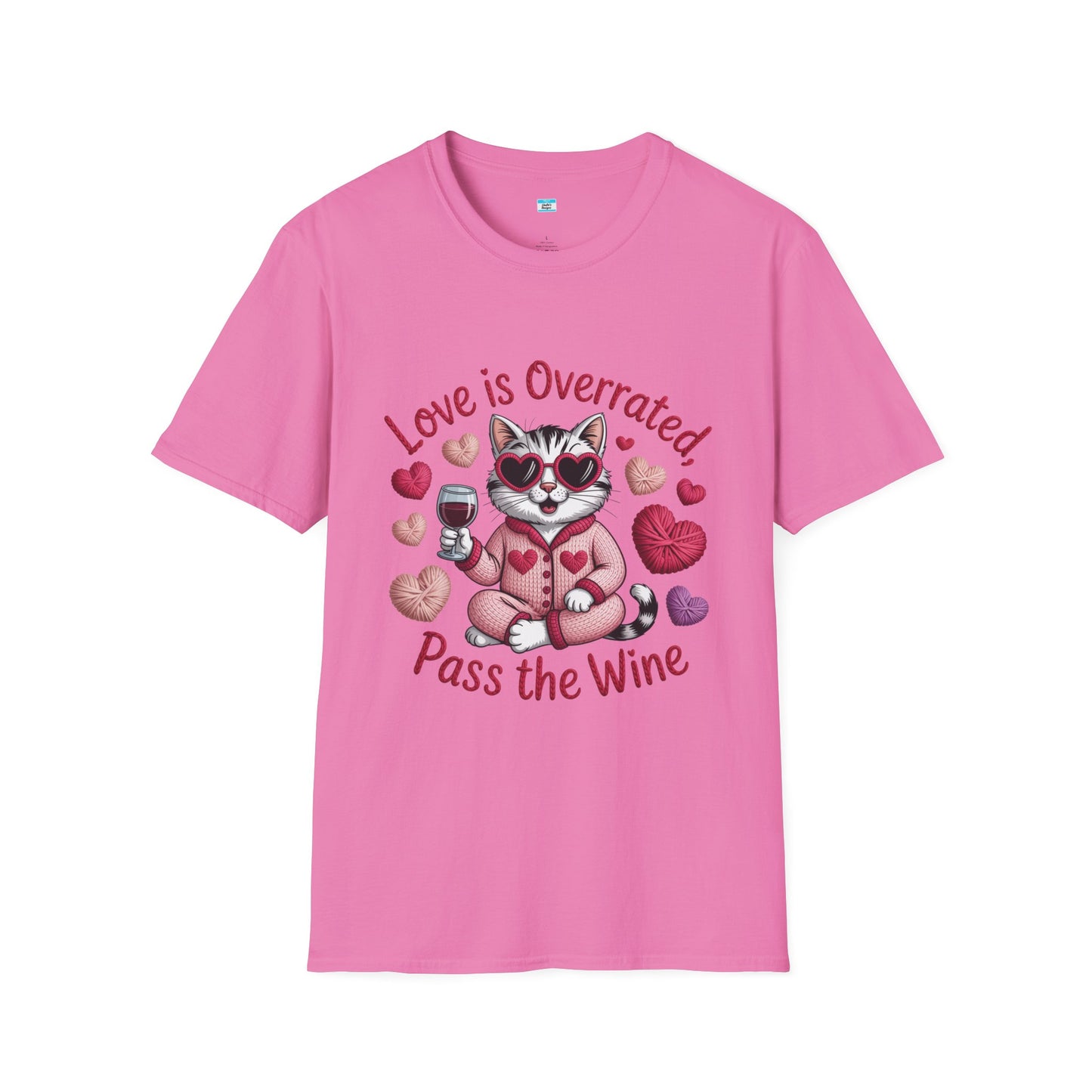 Love Is Overrated Pass the Wine Cat Graphic Tee