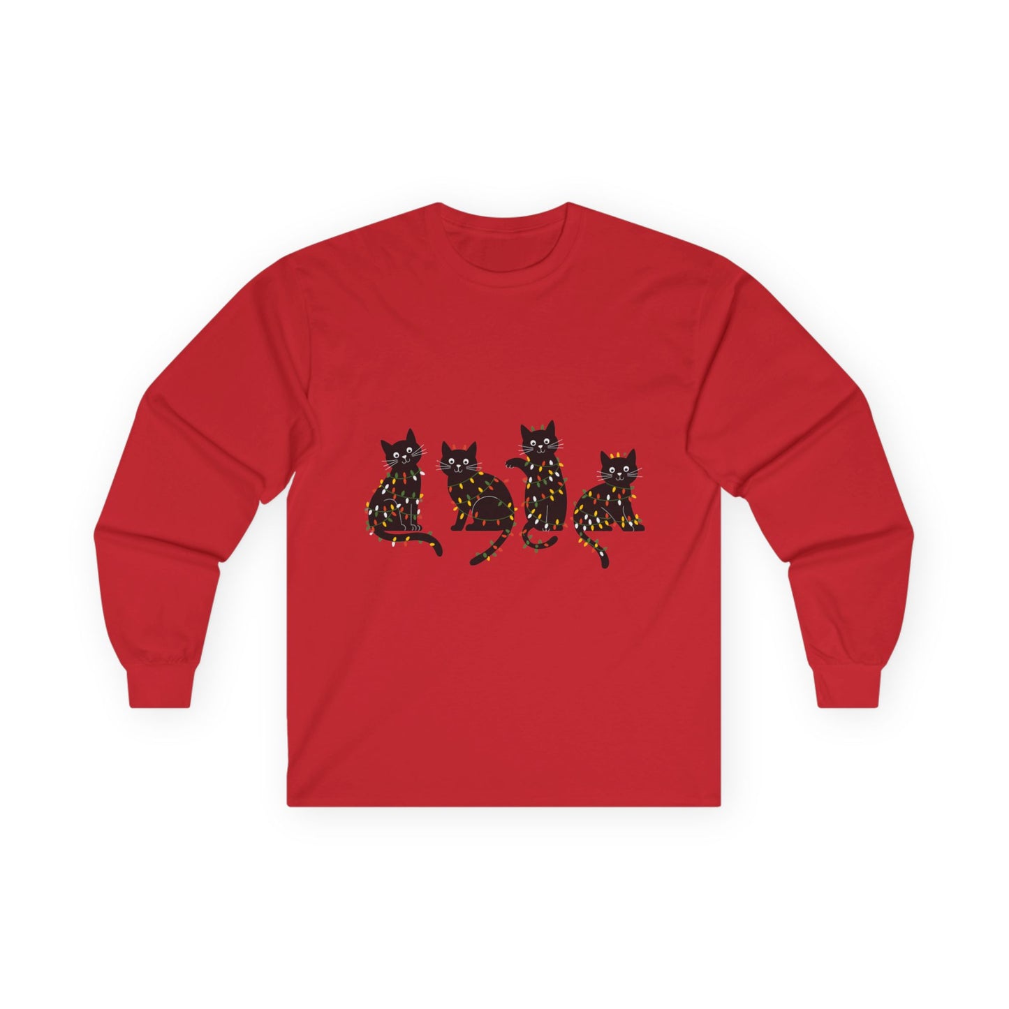 Black Cats with Christmas Lights Shirt – Funny Holiday Cat Lover Tee