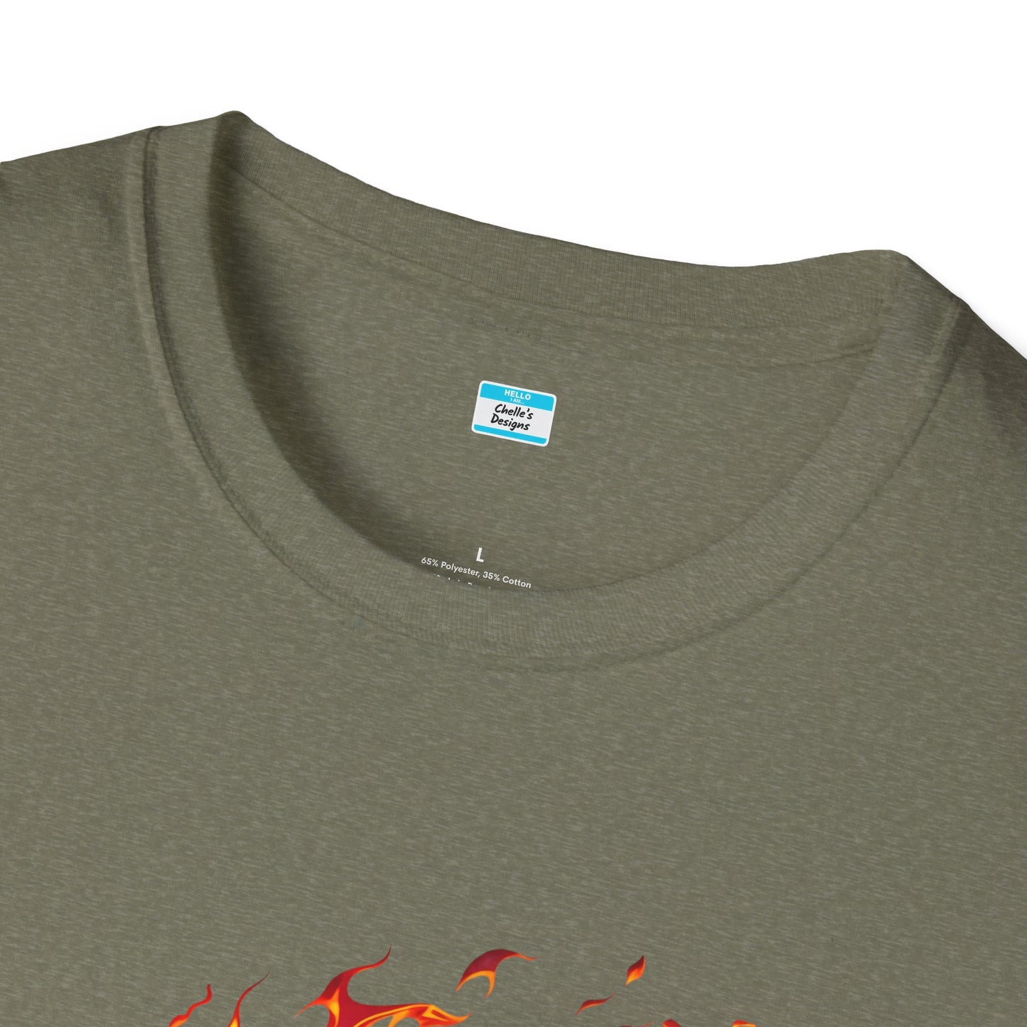 Hot Rod Flaming Car “Warning: Runs Hot!” Unisex Tee