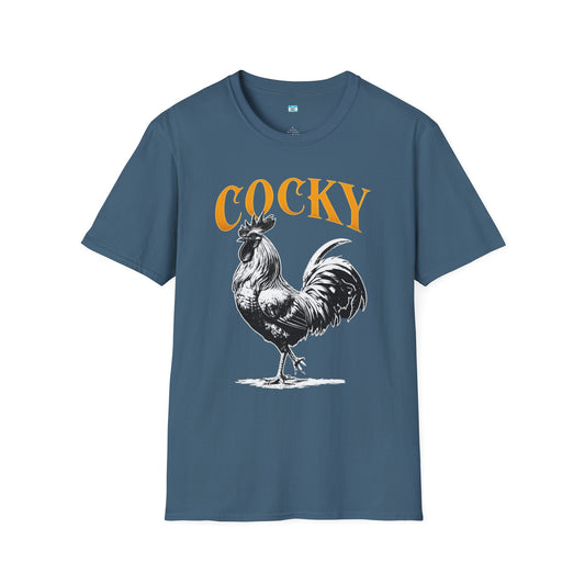 Cocky Rooster T-Shirt – Funny Farm Animal Graphic Tee, Bold Chicken Humor Shirt