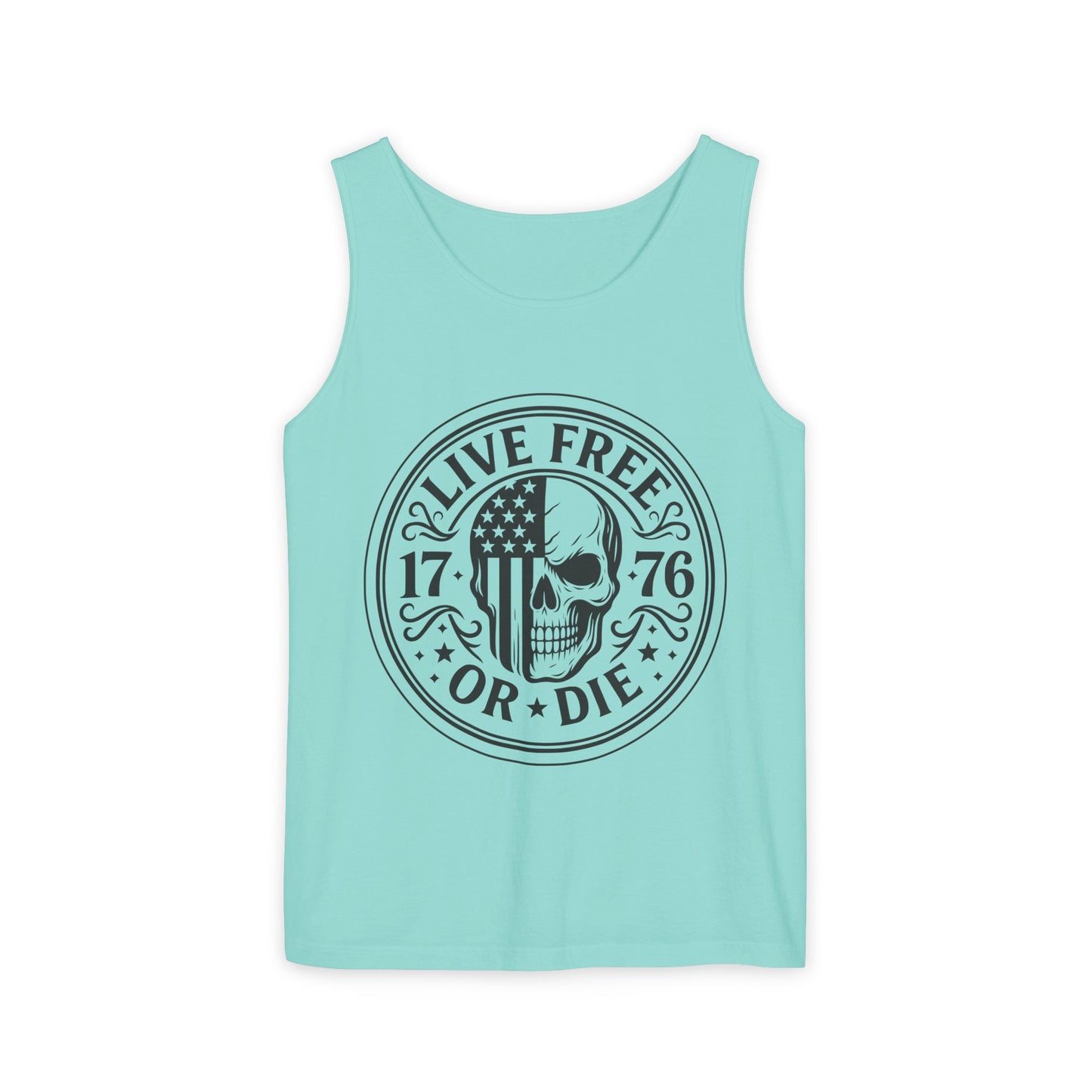 Live Free or Die Patriotic Skull Tank Top | 1776 American Freedom Shirt