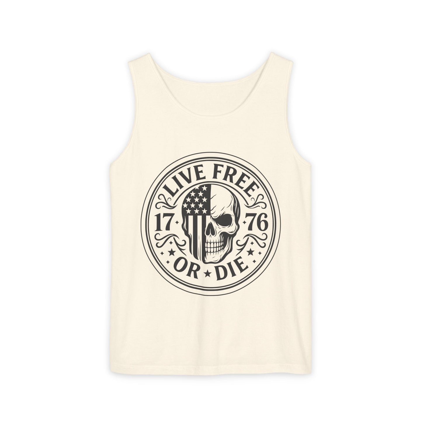 Live Free or Die Patriotic Skull Tank Top | 1776 American Freedom Shirt