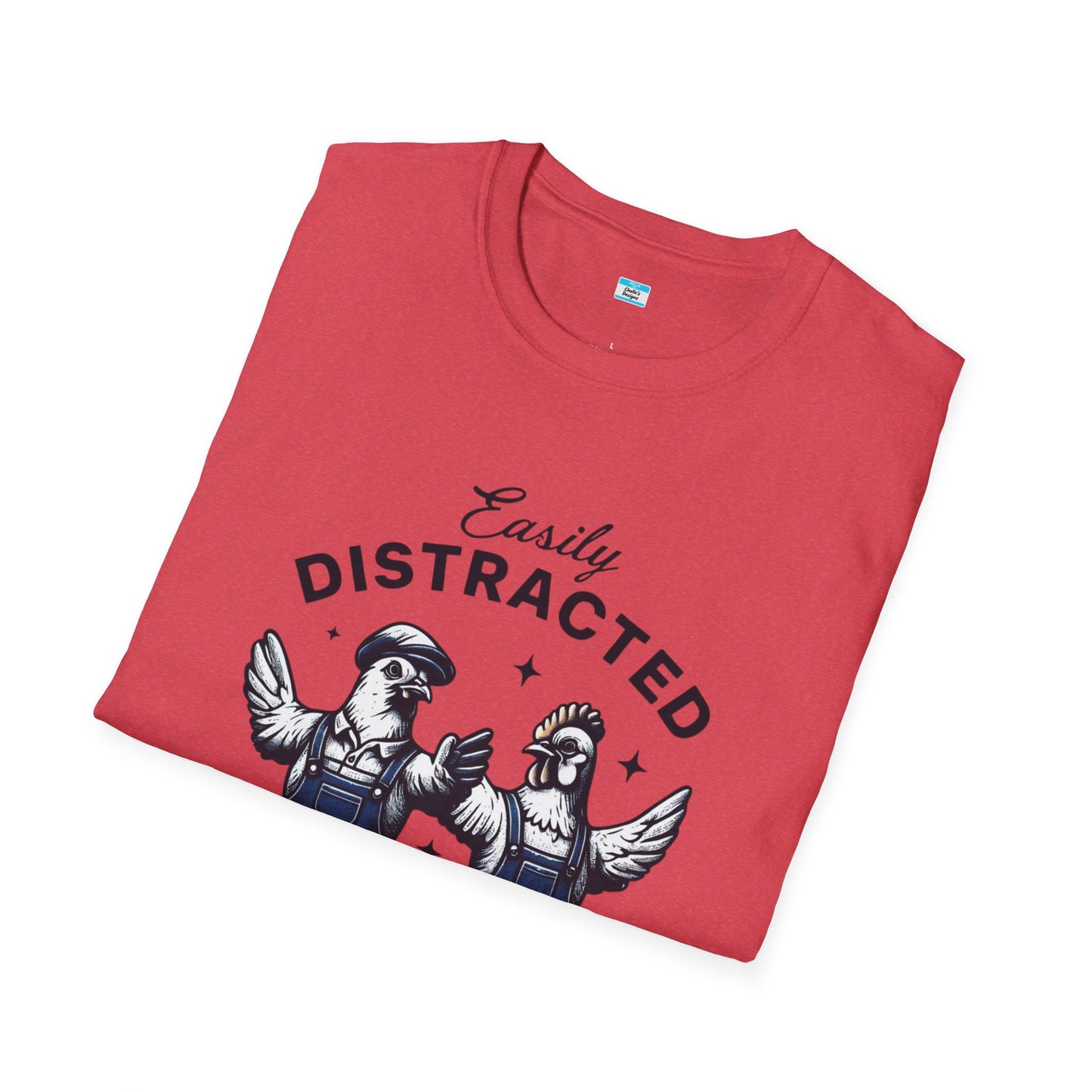 Easily Distracted by Peckers T-Shirt – Funny Chicken Graphic Tee, Farm Animal Humor Shirt
