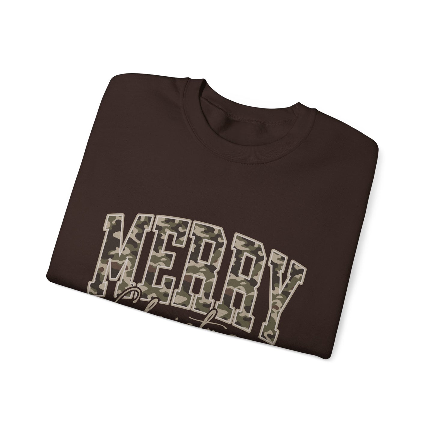 Merry Christmas Camo Sweatshirt – Cozy Holiday Pullover for Men & Women