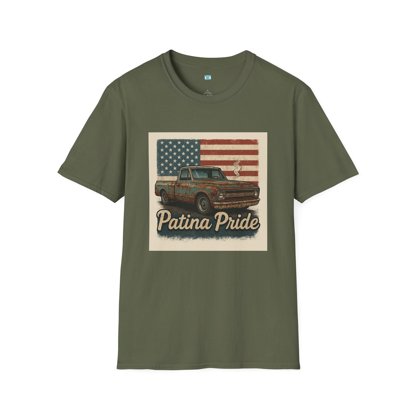 Patina Pride Vintage Truck Shirt | Classic Pickup American Flag Graphic Tee