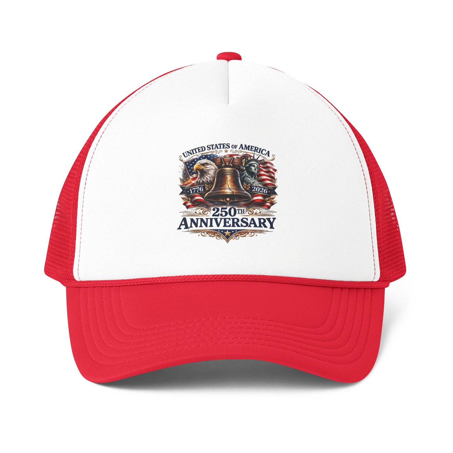 America 250 Trucker Hat 1776-2026 | Patriotic Liberty Bell USA Cap