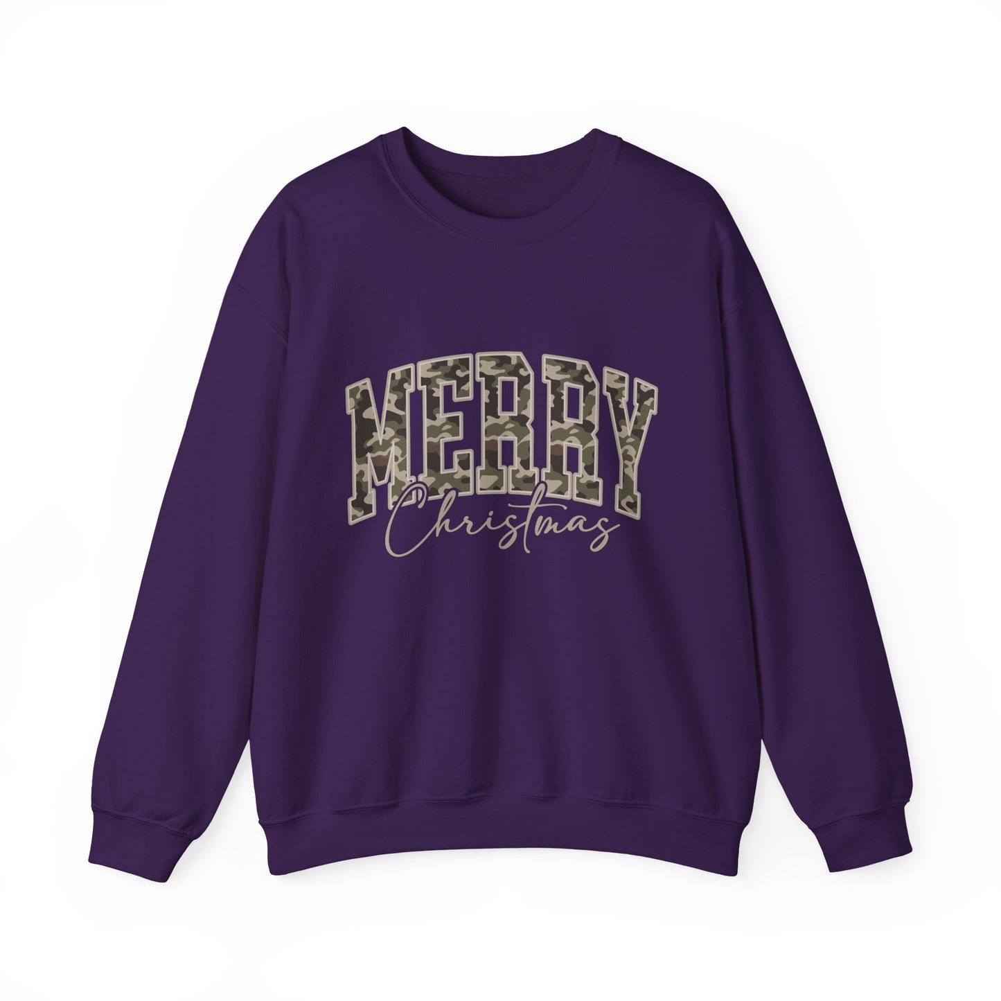 Merry Christmas Camo Sweatshirt – Cozy Holiday Pullover for Men & Women