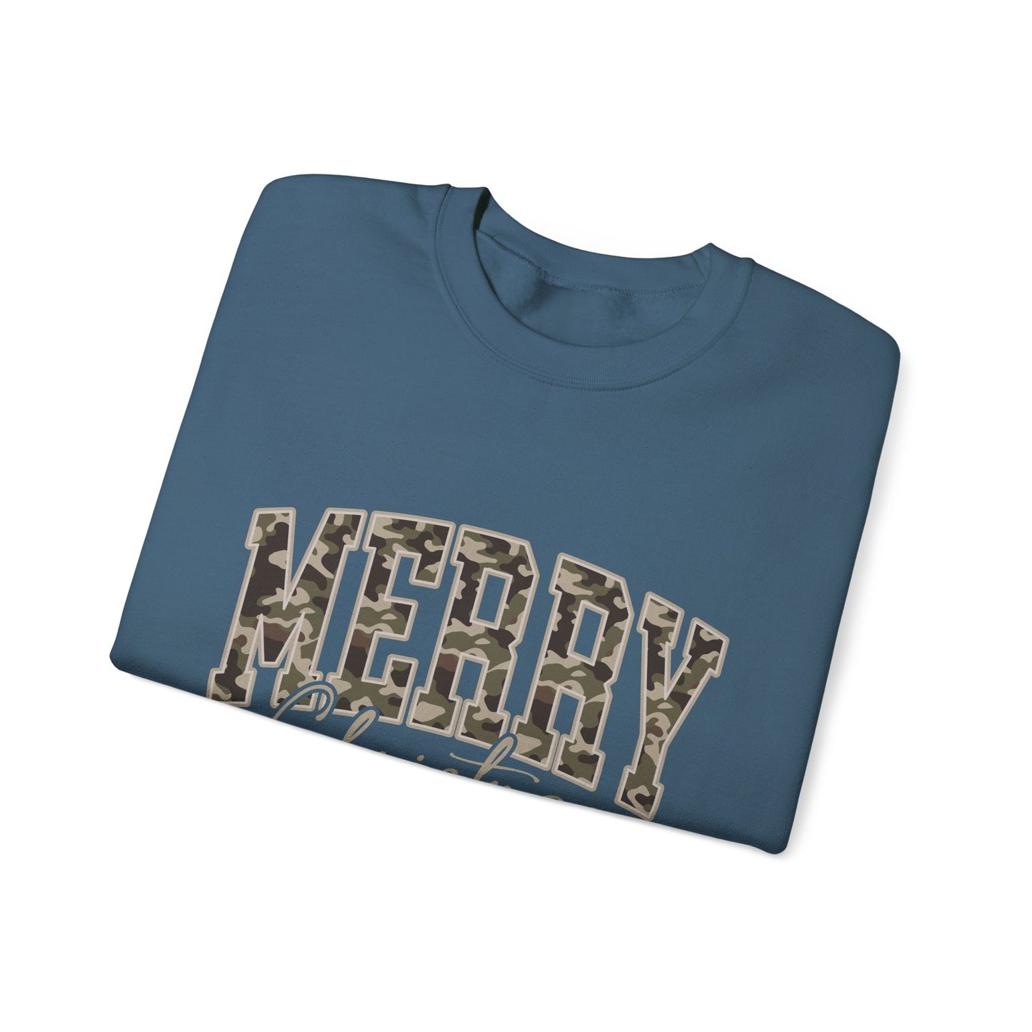 Merry Christmas Camo Sweatshirt – Cozy Holiday Pullover for Men & Women