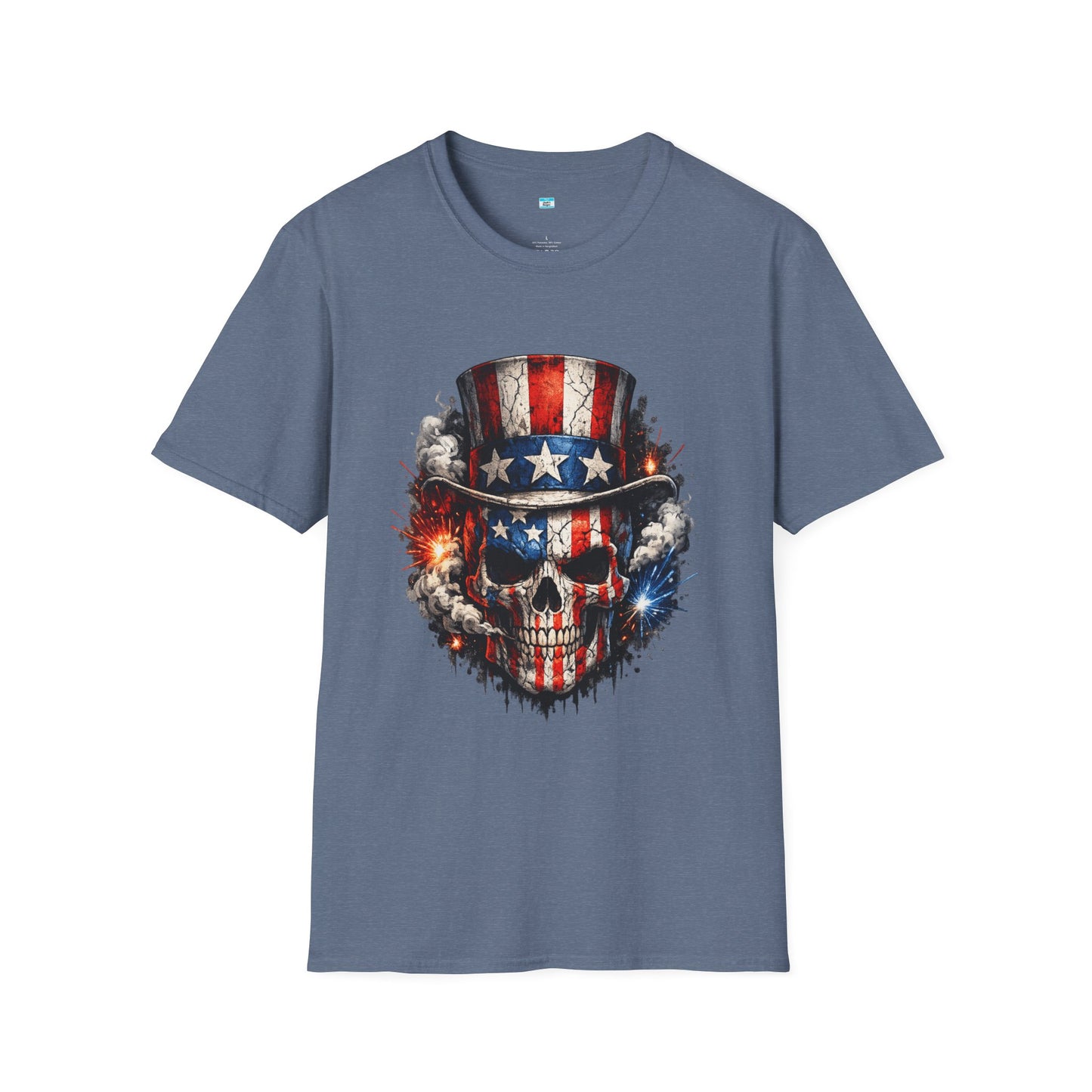 Patriotic Skull Shirt with Uncle Sam Hat | American Flag 4th of July Graphic Tee