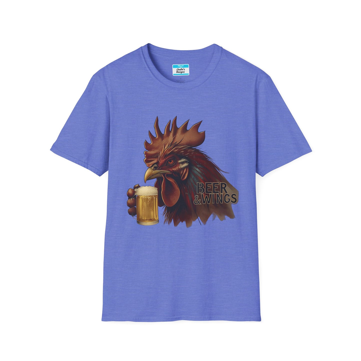 Beer & Wings T-Shirt | Funny Chicken Drinking Beer Graphic Tee for Men & Women