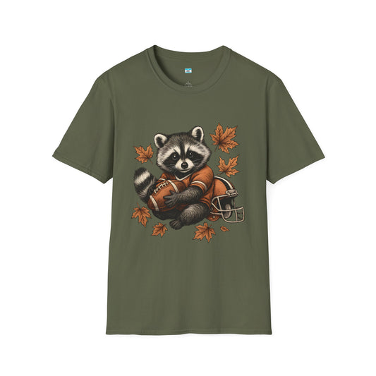 Raccoon Football T-Shirt – Cute Fall Animal Graphic Tee, Autumn Sports Shirt