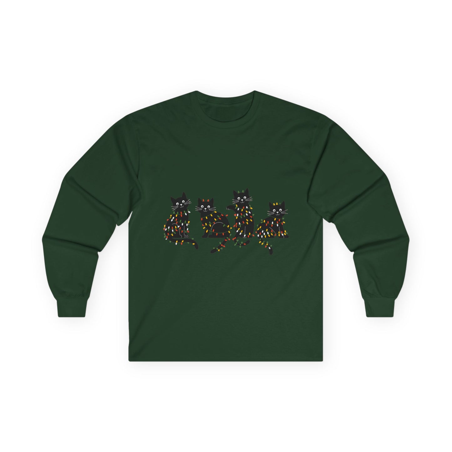 Black Cats with Christmas Lights Shirt – Funny Holiday Cat Lover Tee