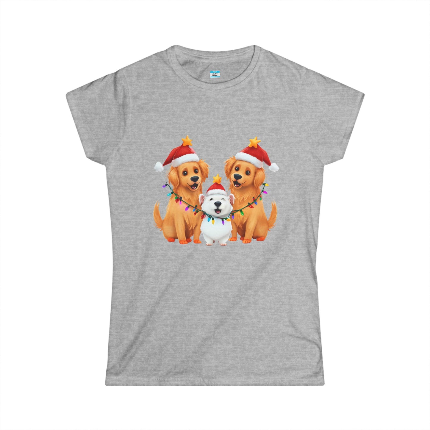 Christmas Dogs T-Shirt – Cute Santa Hat & Holiday Lights Puppy Tee