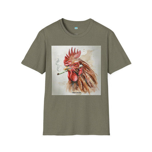 Funny Smoking Rooster T-Shirt – Fried Chicken Graphic Tee, Farm Animal Humor Shirt, Cannabis, Hemp Humor